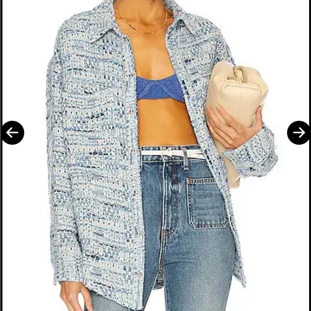 IRO Blue and White Oversized Canelle Jacket